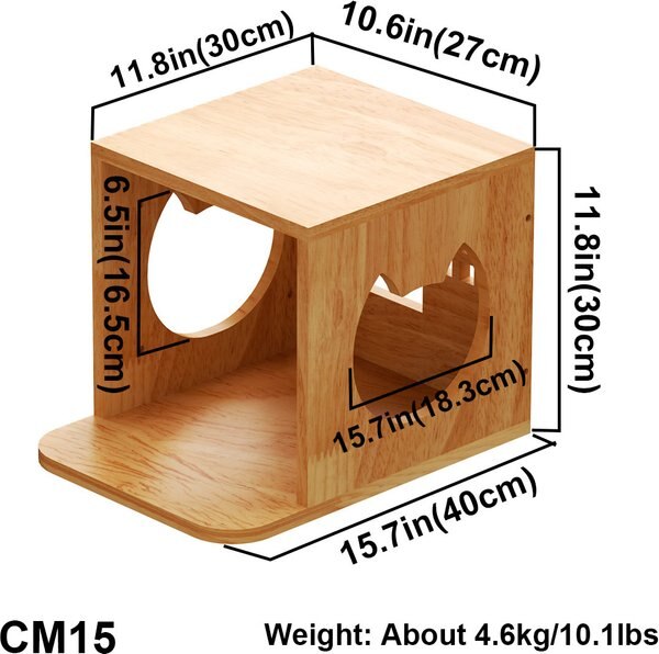 PETOMG Wall Mounted House Cat Wall Shelf, Wood Color, Medium
