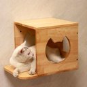 PETOMG Wall Mounted House Cat Wall Shelf, Wood Color, Medium