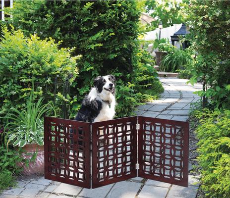 Show full view: Etna Positano 3 Panel Adjustable Wooden Dog Gate, Mahogany, 48 x 19-in slide 2 of 5