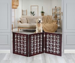 Etna Positano 3 Panel Adjustable Wooden Dog Gate, Mahogany, 48 x 19-in