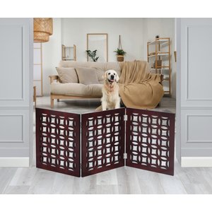 Etna Positano 3 Panel Adjustable Wooden Dog Gate, Mahogany, 48 x 19-in