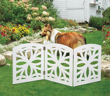 Show full view: Etna Flower Design 3 Panel Adjustable Wooden Dog Gate, White, 48 x 19-in slide 3 of 3