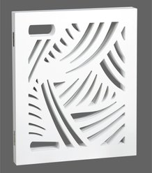 Etna Swirl Design 3 Panel Adjustable Wooden Dog Gate, White, 48 x 19-in