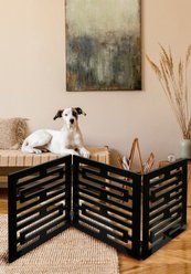 Etna Avant Garde 3 Panel Adjustable Wooden Dog Gate, Brown, 48 x 19-in