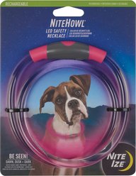 Nite Ize NiteHowl Rechargeable LED Dog Safety Necklace, Tie Dye Pink, 12 to 27-in neck