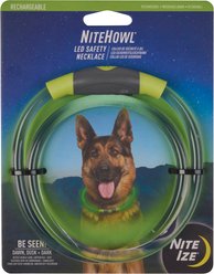 Nite Ize NiteHowl Rechargeable LED Dog Safety Necklace, Green, 12 to 27-in neck