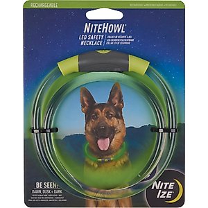 Nite Ize NiteHowl Rechargeable LED Dog Safety Necklace, Green, 12 to 27-in neck