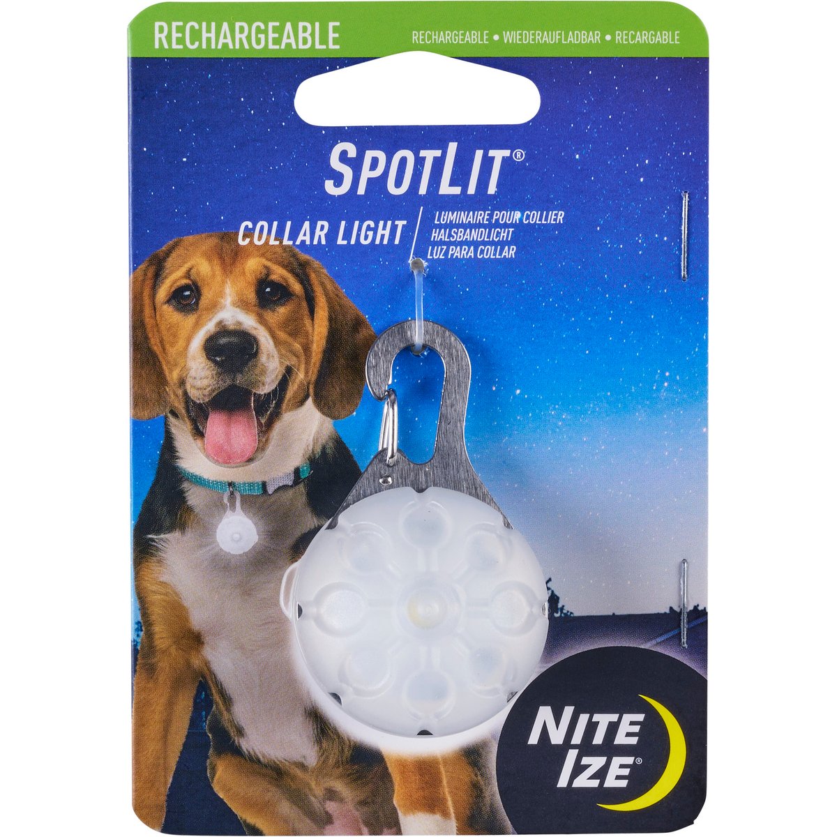Nite Ize SpotLit Rechargeable LED Dog Collar Light, White