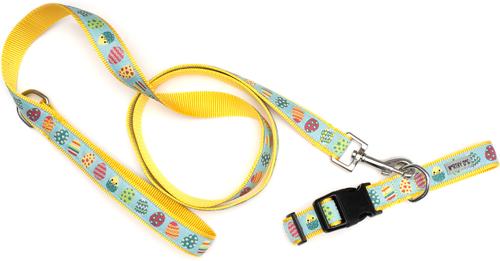 Show full view: The Worthy Dog Easter Eggs Dog Collar, Blue, Large: 14 to 20-in neck, 1-in wide slide 3 of 3