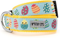 The Worthy Dog Easter Eggs Dog Collar, Blue, X-Large: 17 to 23-in neck, 1-in wide