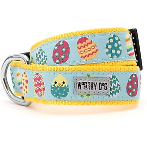 The Worthy Dog Easter Eggs Dog Collar, Blue, X-Large: 17 to 23-in neck, 1-in wide