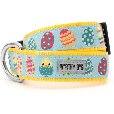 The Worthy Dog The Worthy Dog Easter Eggs Dog Collar, Blue, Medium: 11 to 17-in neck, 1-in wide
