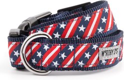 The Worthy Dog Bias Stars & Stripes Dog Collar, Red/White/Blue, Small: 8 to 14-in neck, 5/8-in wide