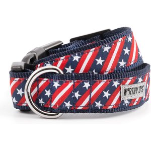The Worthy Dog Bias Stars & Stripes Dog Collar, Red/White/Blue, Large: 14 to 20-in neck, 1-in wide