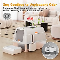 Casfuy Enclosed Stainless Steel Cat Litter Box & Metal Scooper slide 2 of 6