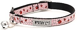 The Worthy Dog Ladybug Breakaway with Bell Cat Collar, Pink, 9 to 11-in neck, 1/2-in wide