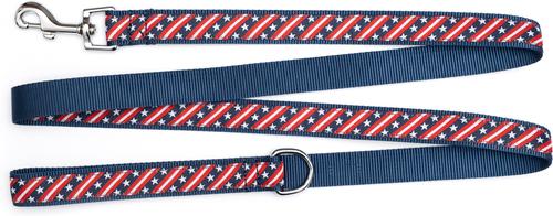 Show full view: The Worthy Dog Bias Stars & Stripes Dog Leash, Red/White/Blue, Large:5-ft long, 1-in wide slide 3 of 4