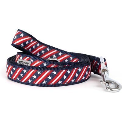 The Worthy Dog The Worthy Dog Bias Stars & Stripes Dog Leash, Red/White/Blue, Small: 5-ft long, 5/8-in wide