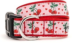 The Worthy Dog Cherries Jubilee Dog Collar, Pink, X-Small: 5 to 11-in neck, 1.2-in wide