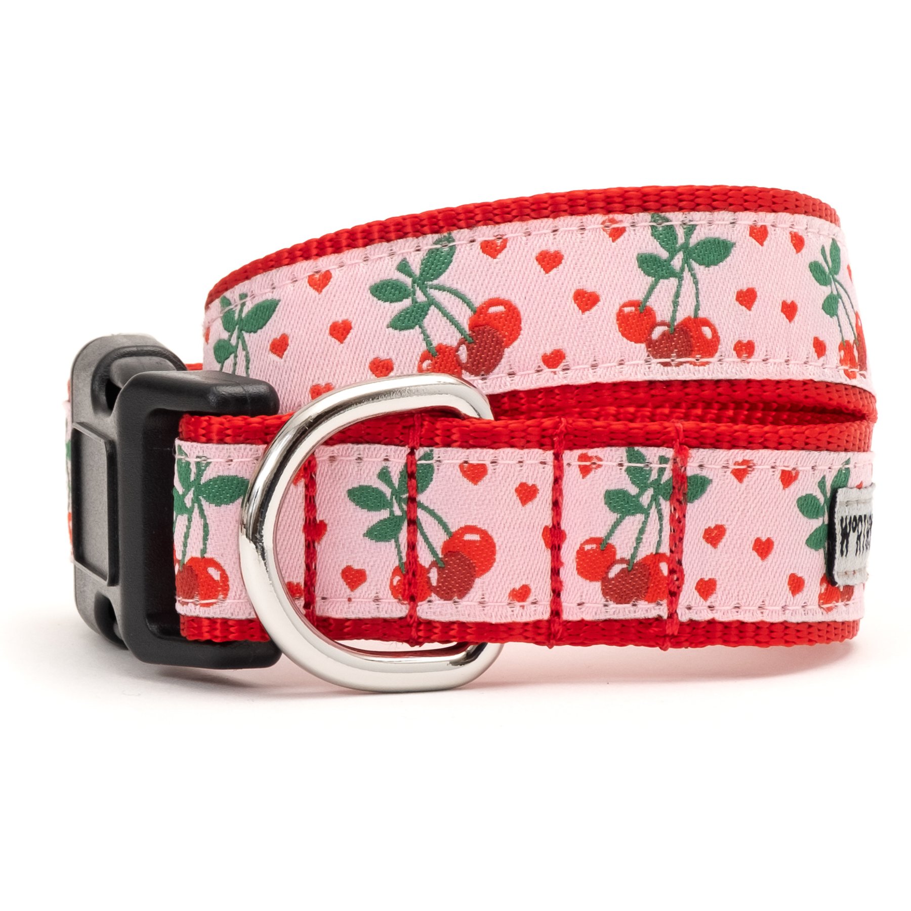 The Worthy Dog Cherries Jubilee Dog Collar, Pink, Small: 8 to 14-in neck, 5/8-in wide
