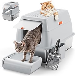 Casfuy Enclosed Stainless Steel Cat Litter Box & Metal Scooper slide 1 of 6