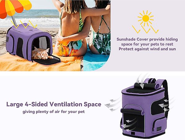 Show full view: Petsfit Airline Approved Backpack Dog & Cat Carrier, Purple slide 6 of 9