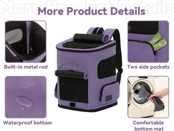 Show full view: Petsfit Airline Approved Backpack Dog & Cat Carrier, Purple slide 3 of 9
