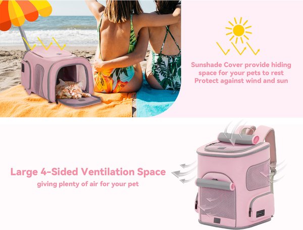 Show full view: Petsfit Airline Approved Backpack Dog & Cat Carrier, Pink slide 7 of 10