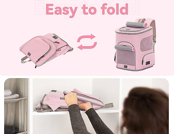 Show full view: Petsfit Airline Approved Backpack Dog & Cat Carrier, Pink slide 5 of 10