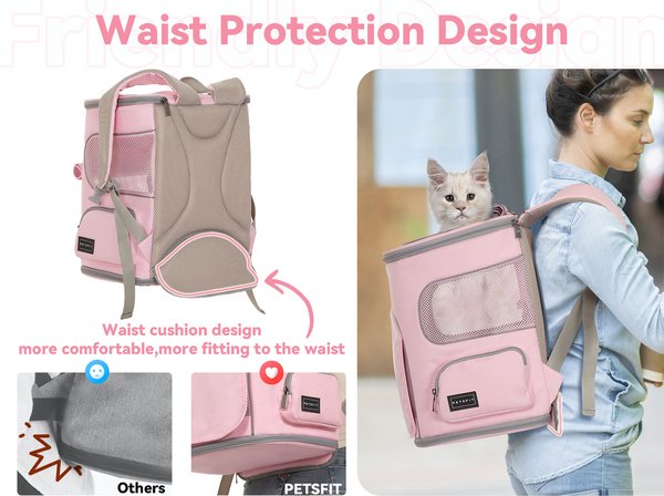 Show full view: Petsfit Airline Approved Backpack Dog & Cat Carrier, Pink slide 4 of 10