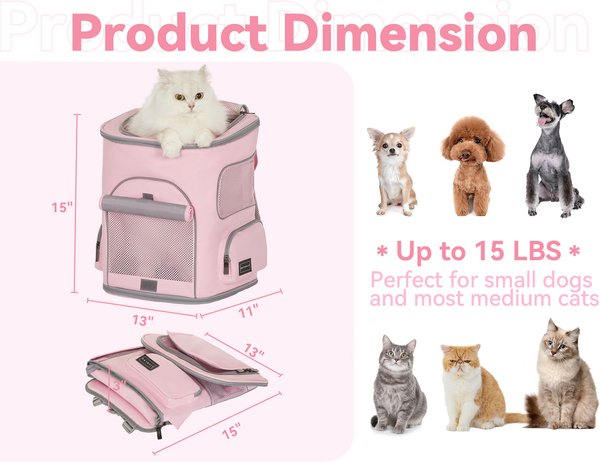 Show full view: Petsfit Airline Approved Backpack Dog & Cat Carrier, Pink slide 2 of 10