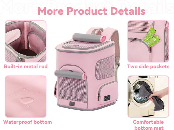Show full view: Petsfit Airline Approved Backpack Dog & Cat Carrier, Pink slide 3 of 10