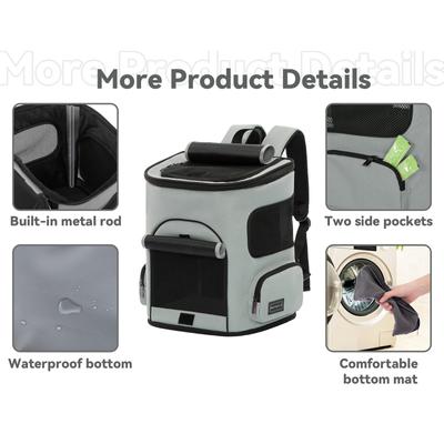 Show full view: Petsfit Airline Approved Backpack Dog & Cat Carrier, Grey slide 3 of 9