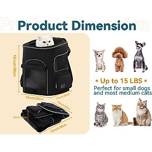 Petsfit Airline Approved Backpack Dog & Cat Carrier, Black