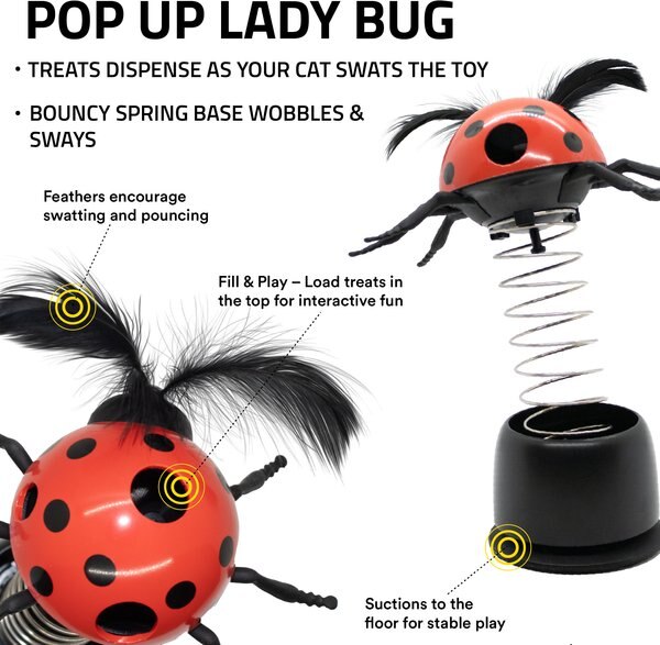 Playology Pop-Up Ladybug Treater Cat Toy Treat Dispenser