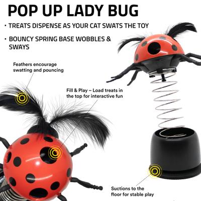 Show full view: Playology Pop-Up Ladybug Treater Cat Toy Treat Dispenser slide 3 of 8