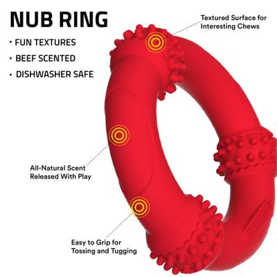 Show full view: Playology Beef Scented Young & Active Teething Nub Ring Dog Toy, Medium slide 2 of 8