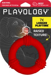 Playology Beef Scented Young & Active Teething Nub Ring Dog Toy, Medium