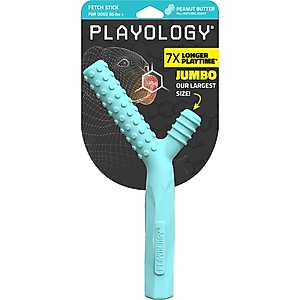 Playology Scented Fetch Stick Dog Toy, Jumbo, Peanut Butter Scented