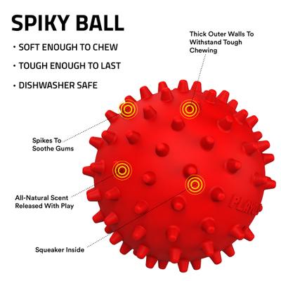 Show full view: Playology Beef Scented Spiky Squeaky Ball Dog Toy, Medium slide 2 of 8