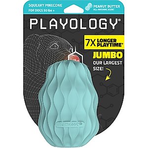 Playology Peanut Butter Scented Squeaky Pinecone Dog Toy, Jumbo