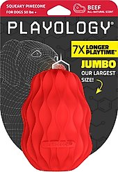 Playology Scented Squeaky Pinecone Dog Toy, Jumbo, Beef Scented