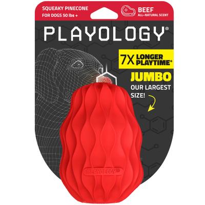 Show full view: Playology Scented Squeaky Pinecone Dog Toy, Jumbo, Beef Scented slide 1 of 10