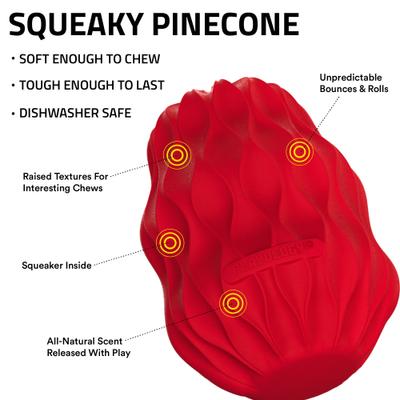 Show full view: Playology Scented Squeaky Pinecone Dog Toy, Jumbo, Beef Scented slide 3 of 10