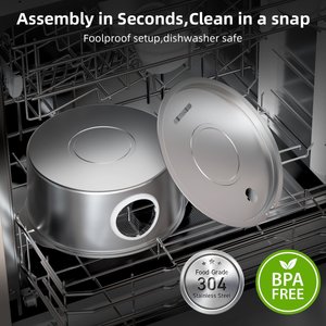 Casfuy PWS-140 Quiet Stainless Steel Dog Water Fountain with Water Level Window, 230-oz