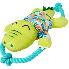Frisco Summer Alligator Plush with Rope Squeaky Dog Toy, Medium/Large