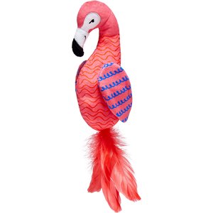Frisco Flamingo with Feathers Plush Kicker Cat Toy with Silvervine & Catnip