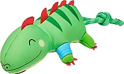 Frisco Summer Iguana Neoprene Plush with Rope Squeaky Floating Dog Toy, Medium/Large