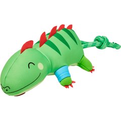 Frisco Summer Iguana Neoprene Plush with Rope Squeaky Floating Dog Toy, Medium/Large