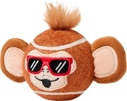 Frisco Summer Monkey Fetch Squeaky Tennis Ball Dog Toy, Medium